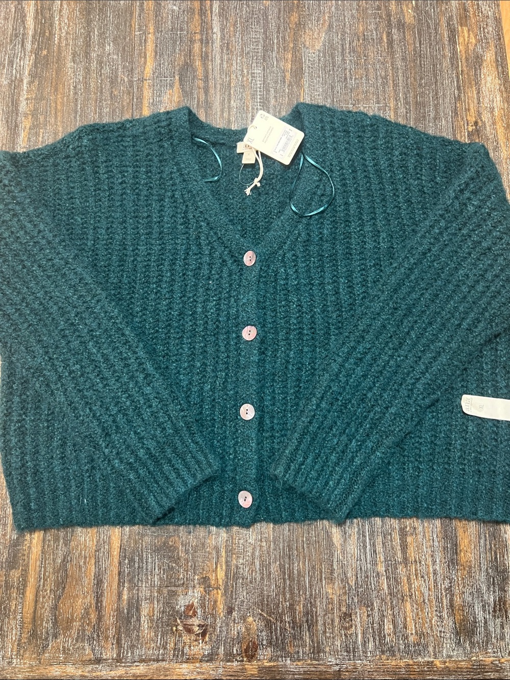 NWT a.n.a Dark Teal Chunky Knit Button Cardigan